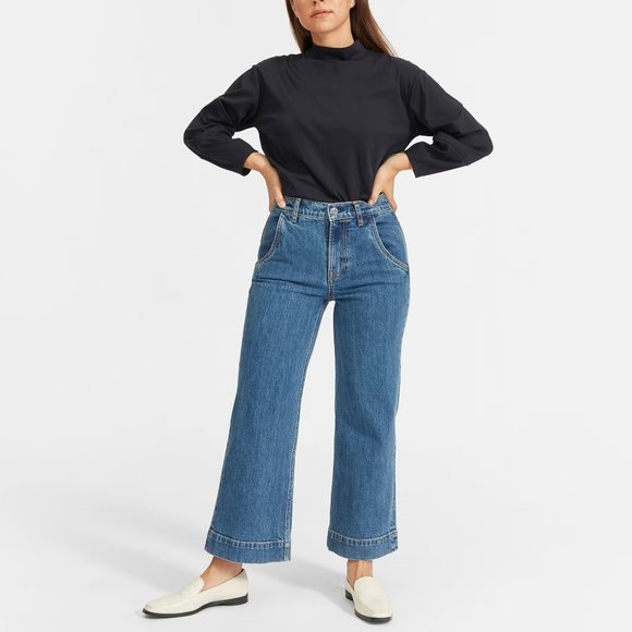 EVERLANE The Luxe Cotton Mockneck Tee - Picture 2 of 6